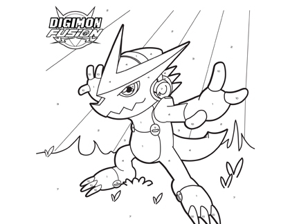 Coloriage Numéroté Shoutmon Activités Goodies Digimon