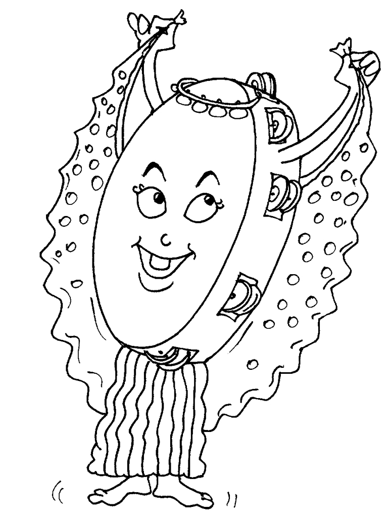 Dessin Instrument De Musique Rigolo Le tambourin - Coloriages Musiques - Instruments