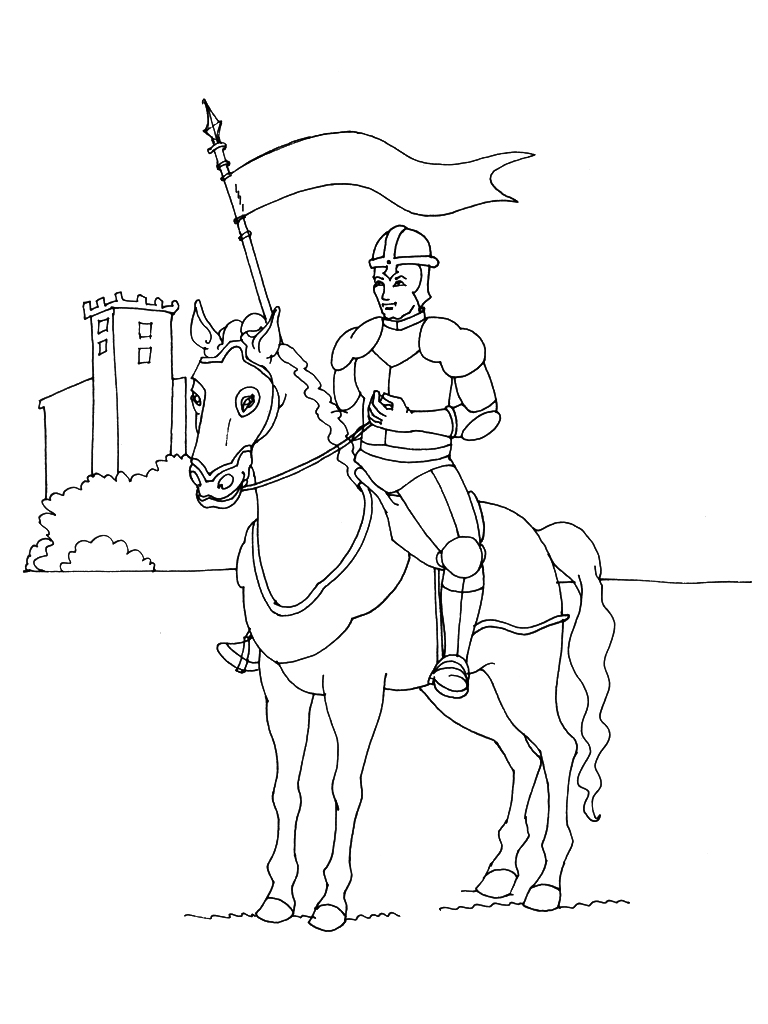 Chevalier Sur Son Cheval Dessin Facile Coloriage Chevalier 1 - Coloriage Chevaliers - Coloriages Personnages